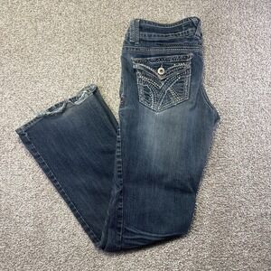 Hydraulic Jeans Women's 11/12 32x32 Blue Bootcut Rhinestone Embroidered Denim